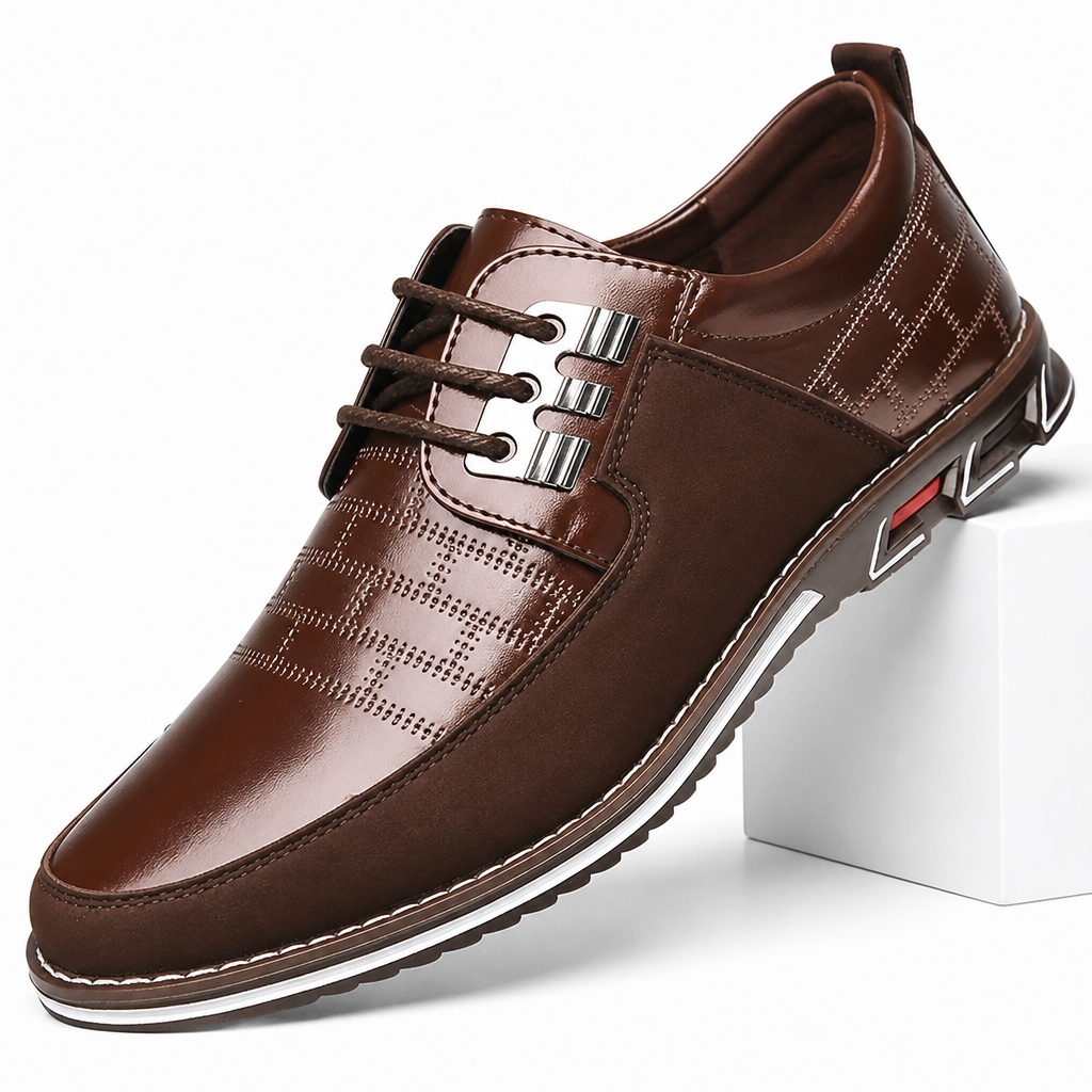 Oliver | Mens Breathable Leather Lace Up Casual Shoes Non Slip Sole