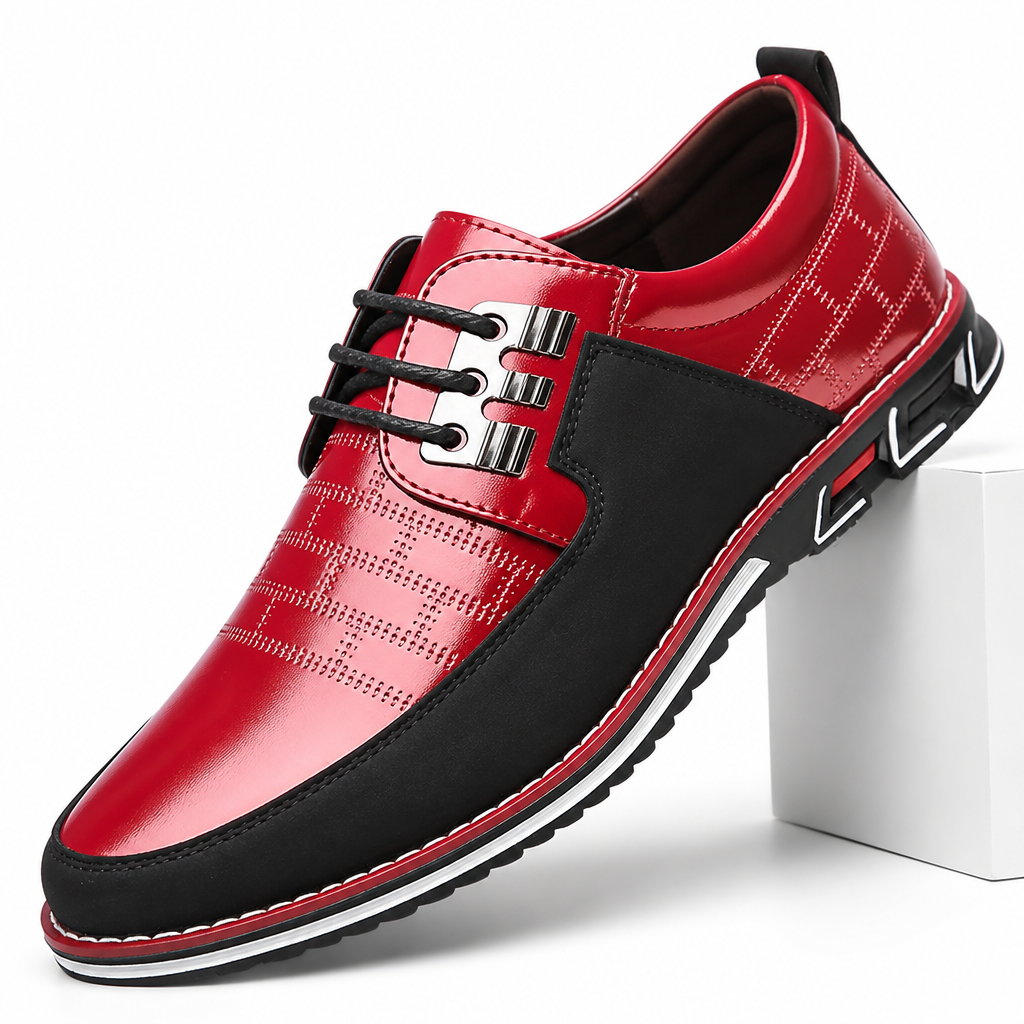 Oliver | Mens Breathable Leather Lace Up Casual Shoes Non Slip Sole