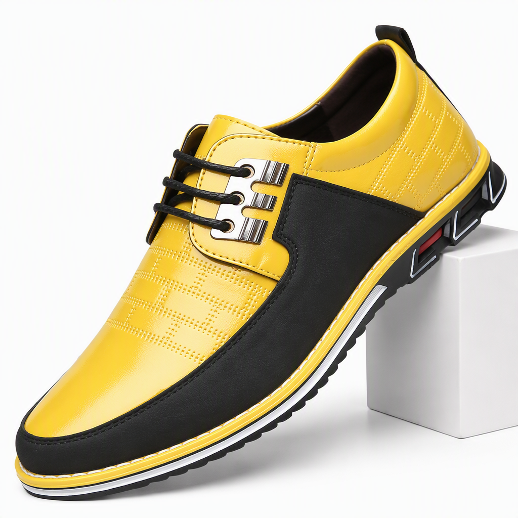 Oliver | Mens Breathable Leather Lace Up Casual Shoes Non Slip Sole