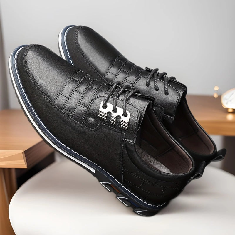 Oliver | Mens Breathable Leather Lace Up Casual Shoes Non Slip Sole