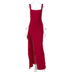 Ondine | Womens Strapless Backless High Slit Maxi Wedding Guest Dresses - 7