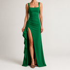 Ondine | Womens Wedding Guest Maxi Strapless Backless High Slit Dresses, Green