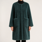 Ophelia | Womens Faux Fur Longline Warm Winter Coat, Green