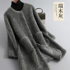 Ophelia | Womens Faux Fur Longline Coat - Grey