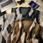 Orson | Mens Argyle V Neck Knitted Sweater Vest
