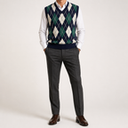 Orson | Mens Argyle V Neck Knitted Jumper Sweater Vest, Navy
