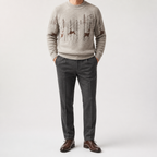 Osric | Mens Knitted Jumper Round Neck Warm Soft Jumper, Beige