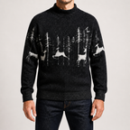 Osric | Mens Knitted Jumper Round Neck Warm Soft Jumper, Black