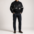 Osric | Mens Knitted Jumper Round Neck Warm Soft Jumper, Black
