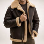 Otis | Mens Suede Shearling Winter Sherpa Brown Warm Jacket, Brown