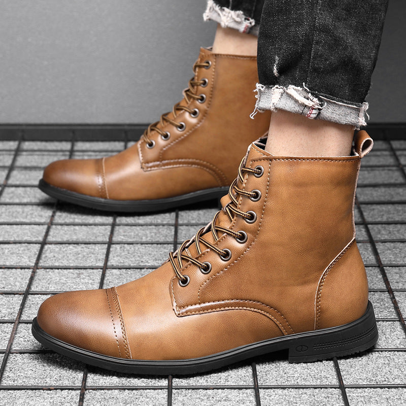 Otto | Mens Faux Leather Lace Up Ankle Boots Fall Winter Casual Footwear