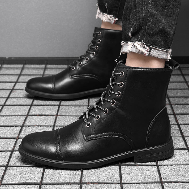 Otto | Mens Faux Leather Lace Up Ankle Boots Fall Winter Casual Footwear
