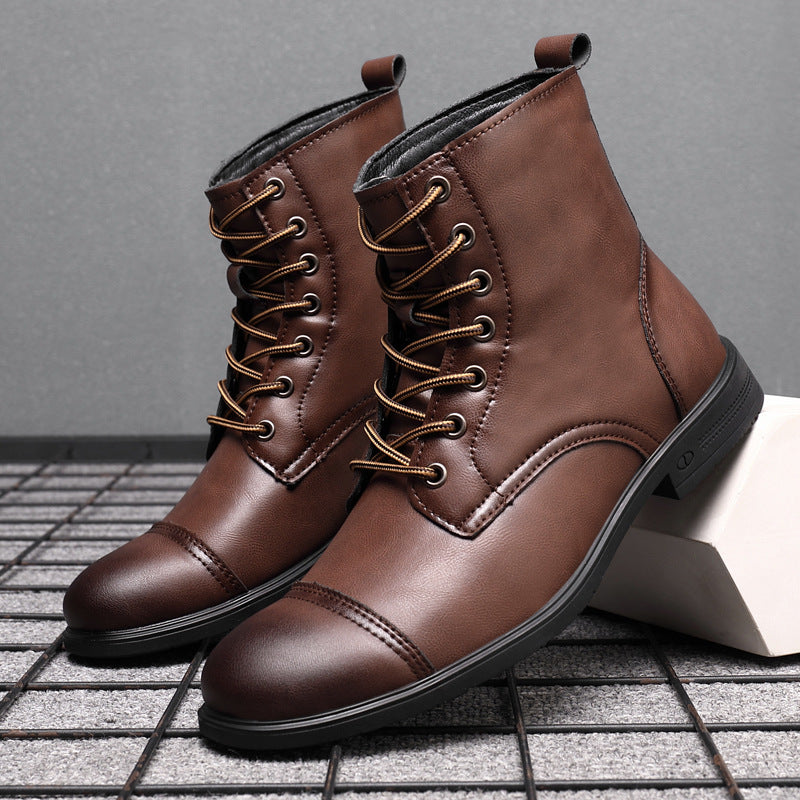 Otto | Mens Faux Leather Lace Up Ankle Boots Fall Winter Casual Footwear