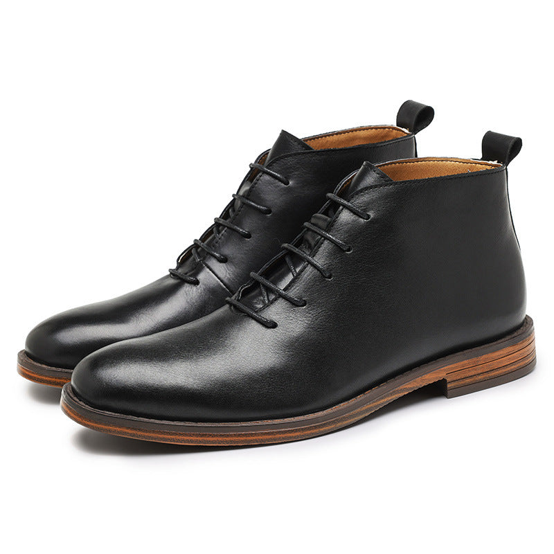 Owen | Mens Leather Ankle Boots Retro Lace Up Casual Winter Footwear
