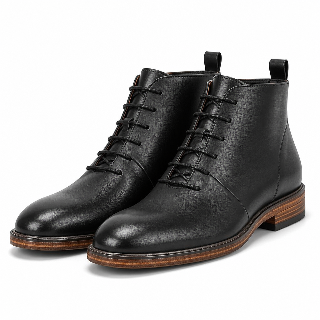 Parker | Mens Faux Leather Work Boots Retro High Top Ankle Footwear