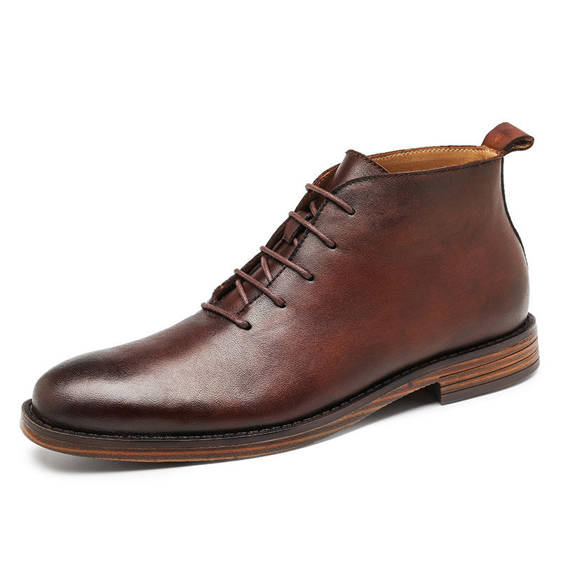 Parker | Mens Faux Leather Work Boots Retro High Top Ankle Footwear
