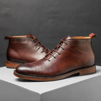Parker | Mens Faux Leather Work Boots Retro High Top Ankle Footwear