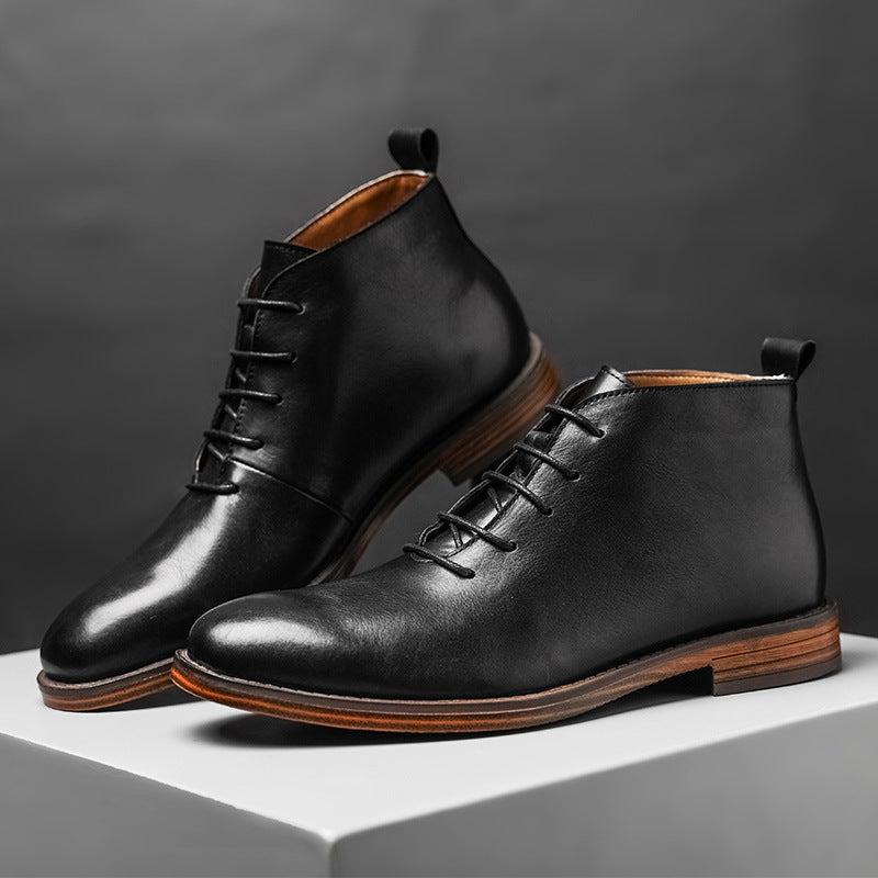 Parker | Mens Faux Leather Work Boots Retro High Top Ankle Footwear