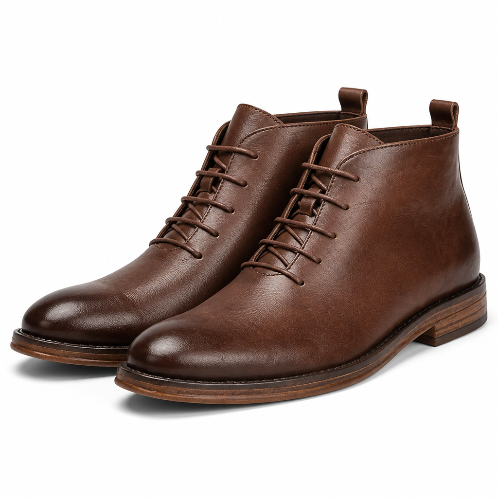 Parker | Mens Faux Leather Work Boots Retro High Top Ankle Footwear