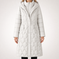 Patrice | Womens Padded Warm Winter Long Puffer Coat, Cream White
