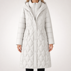 Patrice | Womens Padded Warm Winter Long Puffer Coat, Cream White