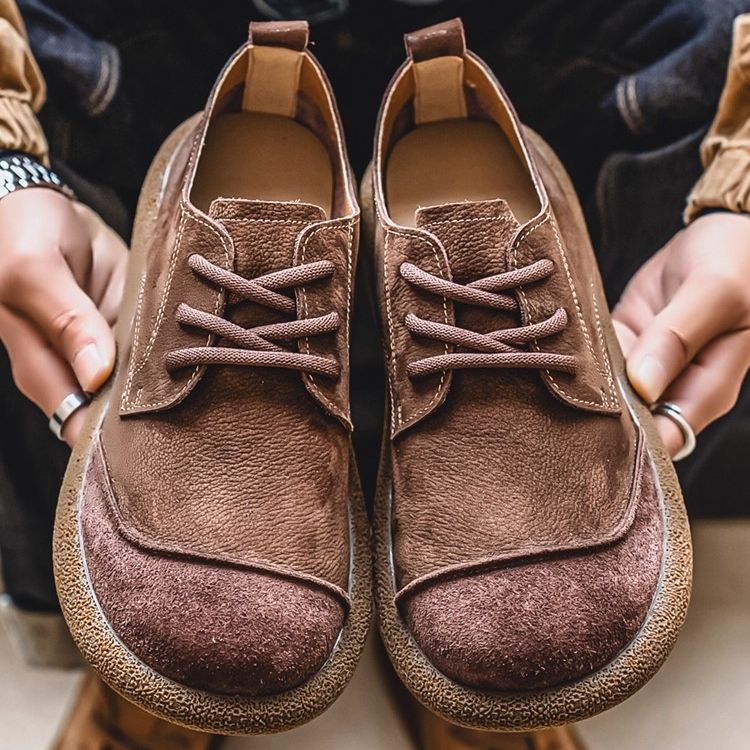 Paul | Mens Leather Lace Up Boots Retro Casual Low Top Shoes
