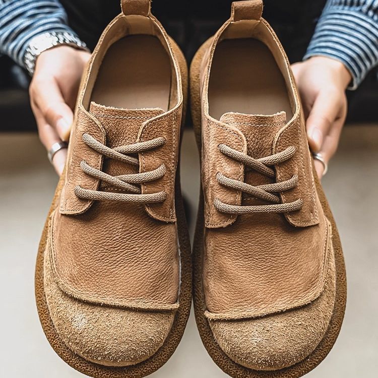 Paul | Mens Leather Lace Up Boots Retro Casual Low Top Shoes