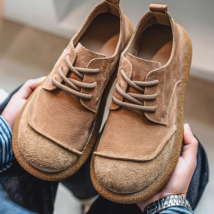 Paul | Mens Leather Lace Up Boots Retro Casual Low Top Shoes