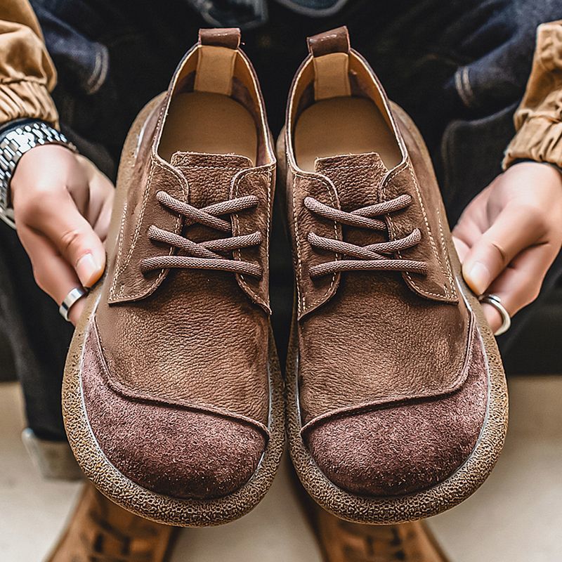 Paul | Mens Leather Lace Up Boots Retro Casual Low Top Shoes