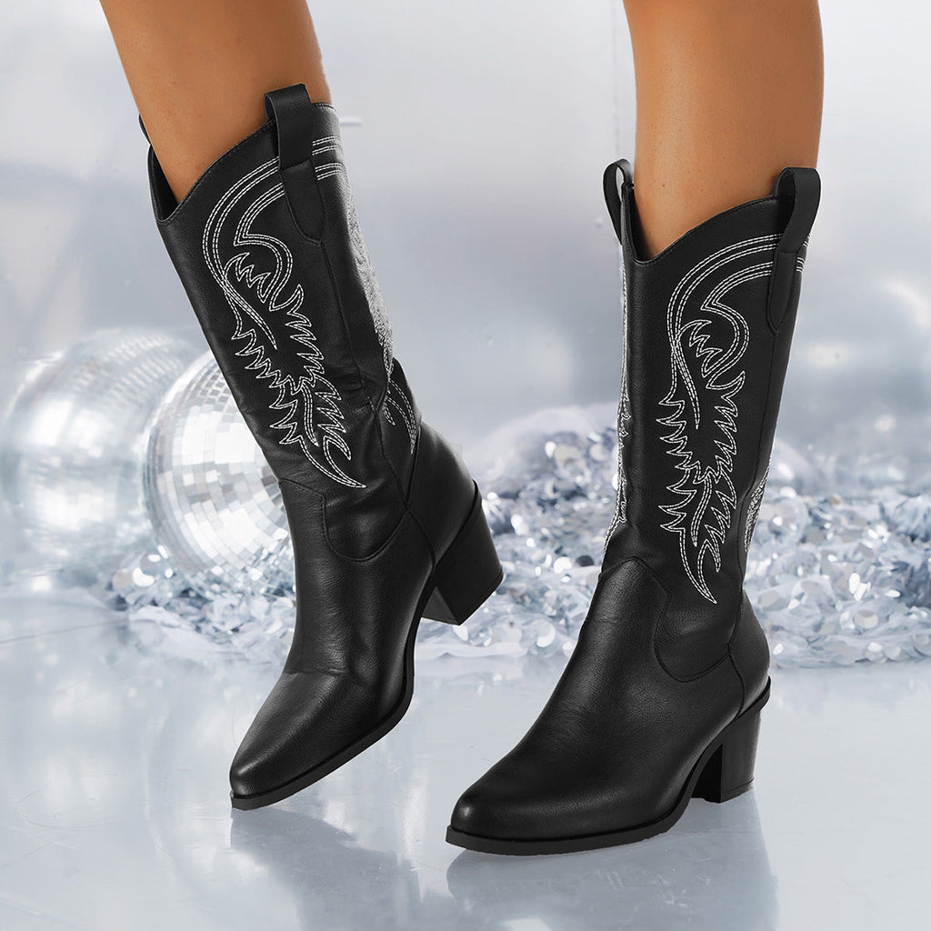 Penelope | Womens Knee High Western Heeled Long Riding Boots