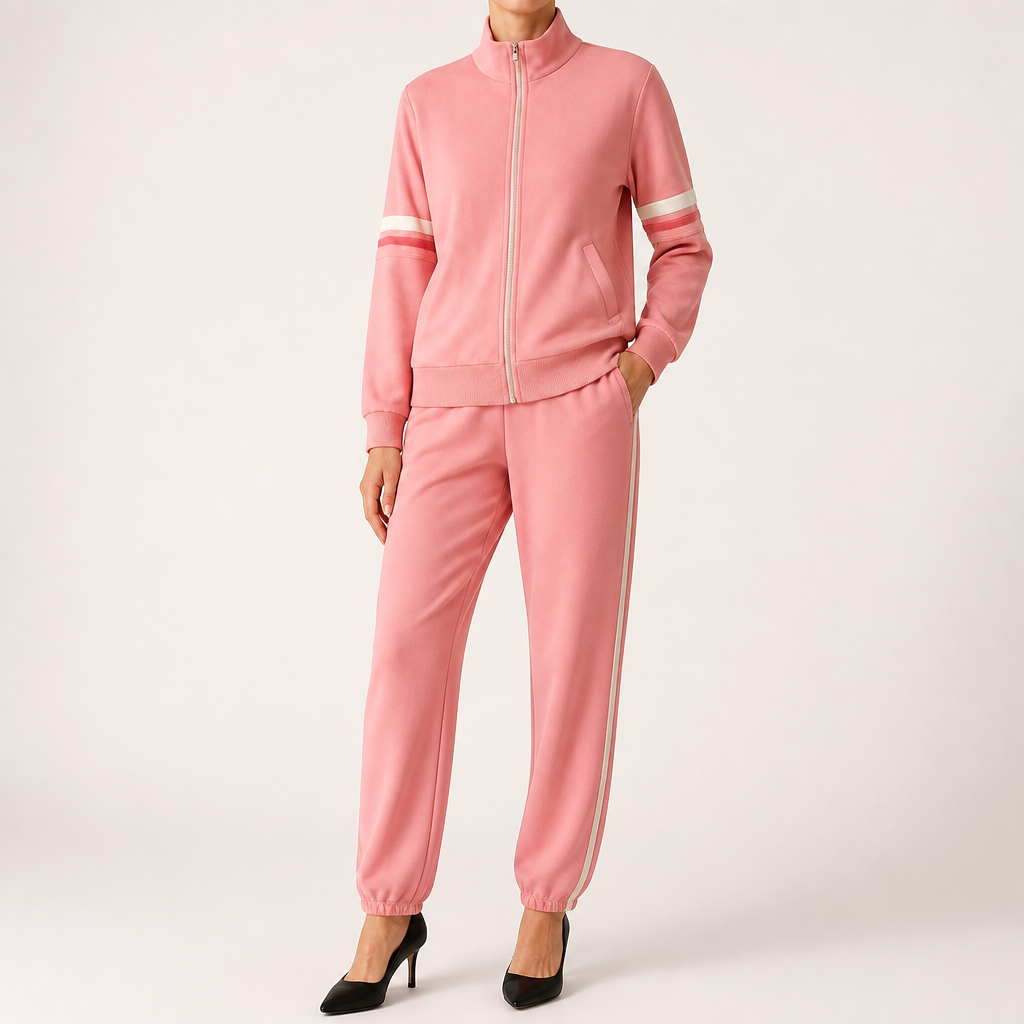 Percival | Womens Tracksuit Fleece Lined Cardigan Sports Two Piece Set Loungewear, Pink