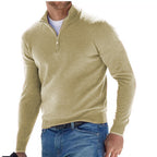 Peregrine | Mens Long Sleeve Zip Wool Casual Polo Shirt - Apricot