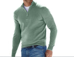 Peregrine | Mens Long Sleeve Zip Wool Casual Polo Shirt - Light Green