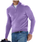 Peregrine | Mens Long Sleeve Zip Wool Casual Polo Shirt - Light Rple