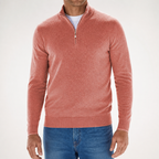 Peregrine | Mens Long Sleeve Zip Wool Casual Polo Shirt, Pink