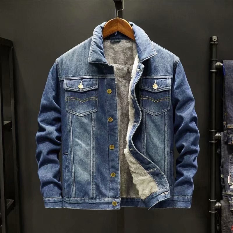 Philip | Mens Denim Jacket Fleece Lined Warm Winter Trucker Jean Coat