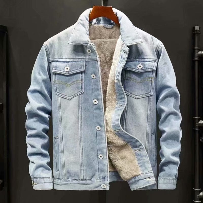 Philip | Mens Denim Jacket Fleece Lined Warm Winter Trucker Jean Coat