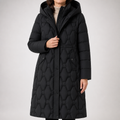 Philippa | Womens Padded Waist Cinching Warm Winter Long Coat, Black