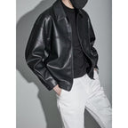 Pierce | Mens Lapel Faux Leather Jacket, Black