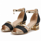Piper | Womens Rhinestone Low Block Heel Strappy Party Sandals