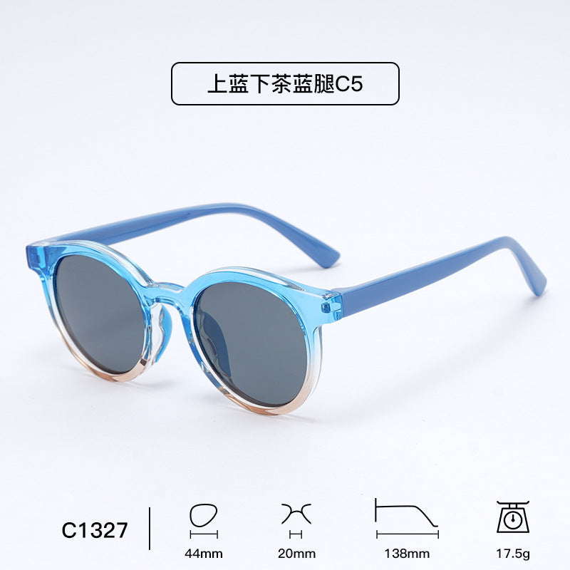 Pippa | Kids Polarised Round Flexible Sunglasses - Blue Tea Fade