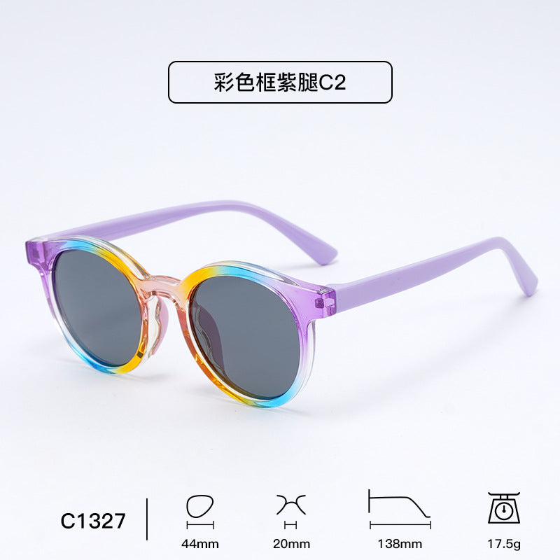 Pippa | Kids Polarised Round Flexible Sunglasses - Multicolour / Purple Arms