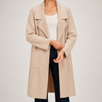 Pippa | Womens Cardigan Knitted Longline Open Front Sweater, Apricot