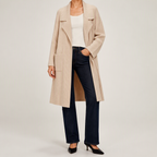 Pippa | Womens Cardigan Knitted Longline Open Front Sweater, Apricot