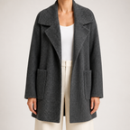 Pippa | Womens Cardigan Knitted Longline Open Front Sweater, Dark Gray