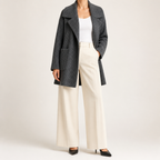 Pippa | Womens Cardigan Knitted Longline Open Front Sweater, Dark Gray