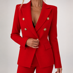 Priscilla | Womens Blazer Jacket Slim Fit Casual Padded Outerwear, Red