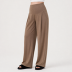 Priya | Womens Maternity Wide Leg Work Support Trousers, Brown