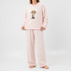 Priya | Womens Fleece Pyjamas Warm Winter Loungewear Set, Light Pink