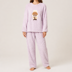 Priya | Womens Fleece Pyjamas Warm Winter Loungewear Set, Purple